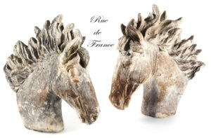 Cast stone horse head garden statues