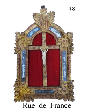 ANTIQUE FRENCH 18TH CENTURY FRAMED CRUCIFIX