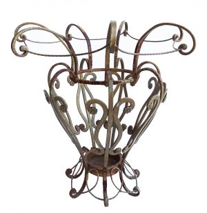 Antique French wrought iron umbrella stand
