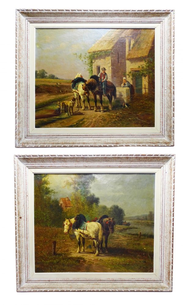 Antique French oil painting 
